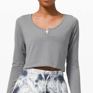 Lululemon Cropped Henley Long Sleeve- blue/gray